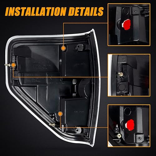 Miniatura 4 de RANSOTO F150 - Luz trasera derecha compatible con Ford F-150 2009 2010 2011 2012 2013 2014 cromo Trim lado del pasajero luz trasera luz trasera