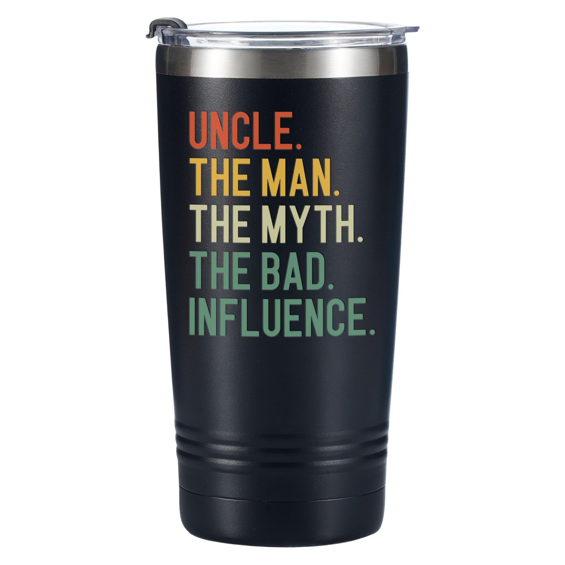 Onebttl Uncle Gifts from Niece Nephew - The Man The Myth The Bad Influence Tumbler - Stainless Steel Travel Mug 590ml