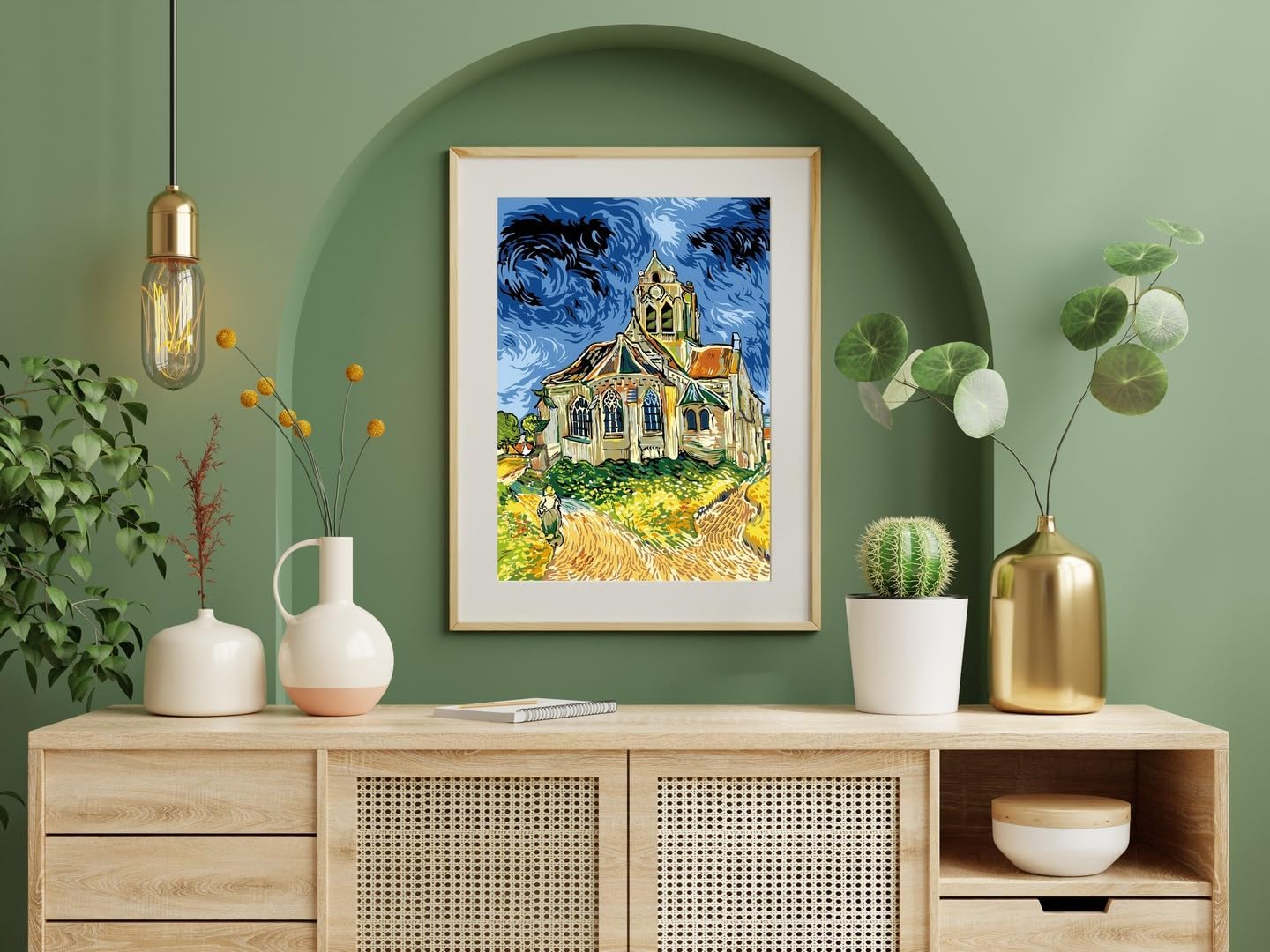 Wizardi Needlepoint Canvas for halfstitch Without Yarn The Church of Auvers-Sur-Oise SE929.502 Seg De Paris