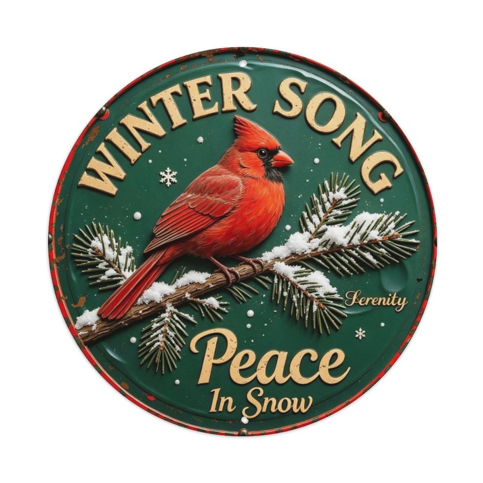 Peace In Snow Metal Tin Sign Plaque