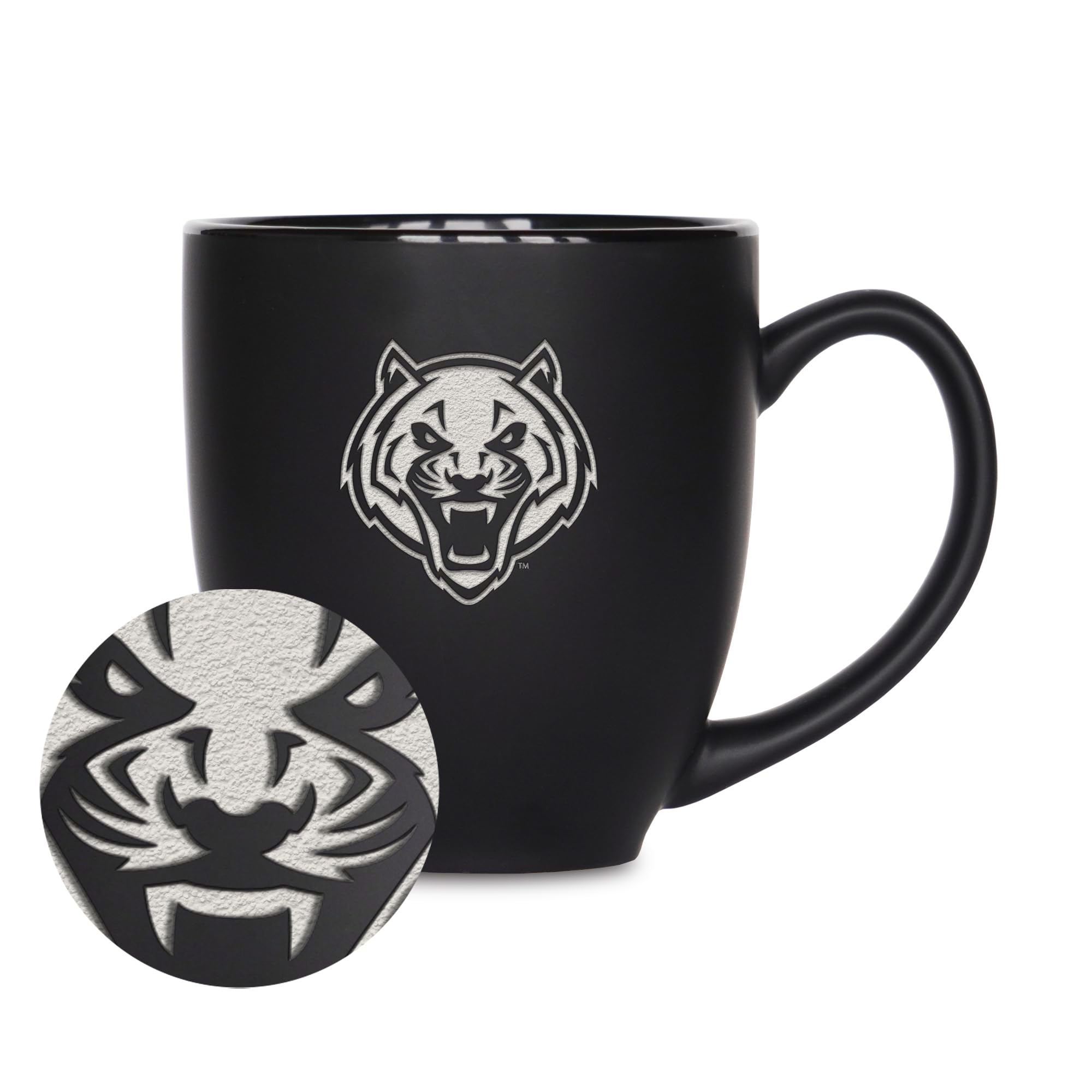 Céramique noire mate gravée au laser Lincoln Blue Tigers pour les passionnés