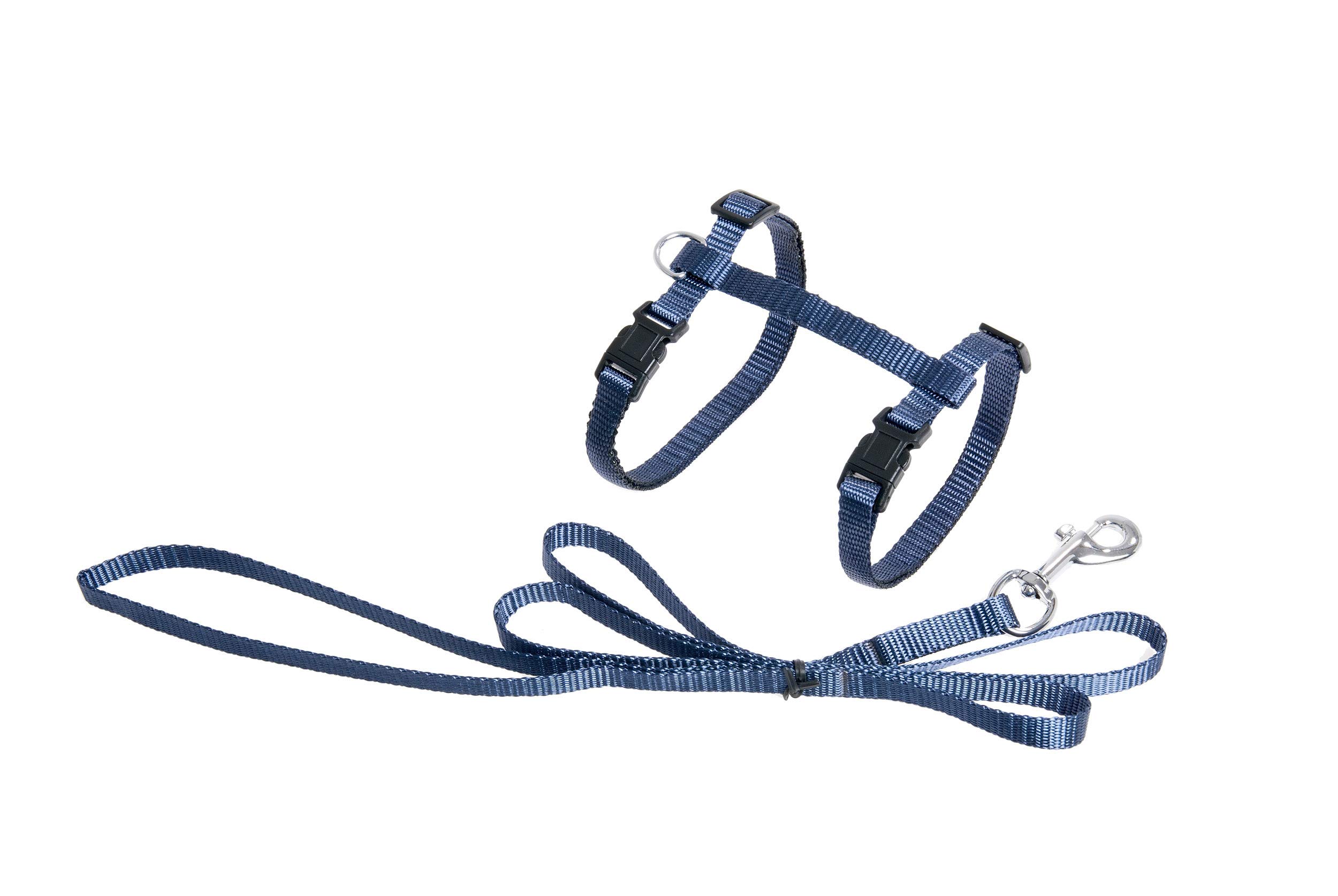 Flamingo Cat Harness with leash Ziggi Granite-blue 22-36cm 27-46cm 110cm 10mm