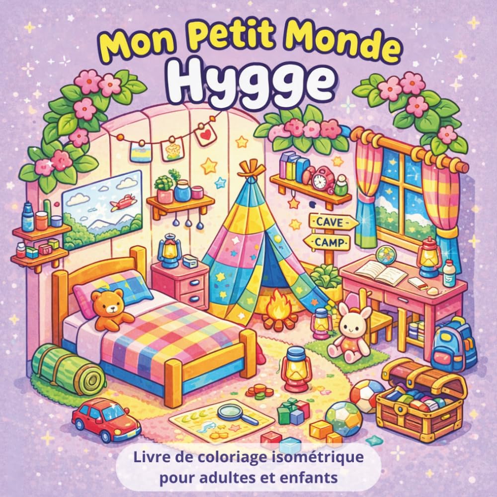 Mon Petit Monde Hygge – Livre de coloriage isométrique | Intérieurs cosy :pour détente et créativité Univers hygge en 3D isométrique: “Livre de ... : Thème cuisines, salons, chambres, ateliers