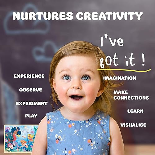 Miniatura 7 de Rompecabezas de 48 piezas para niños de 3 a 5 años, divertidos rompecabezas de madera de sirena para niños de 3 años con piezas de rompecabezas