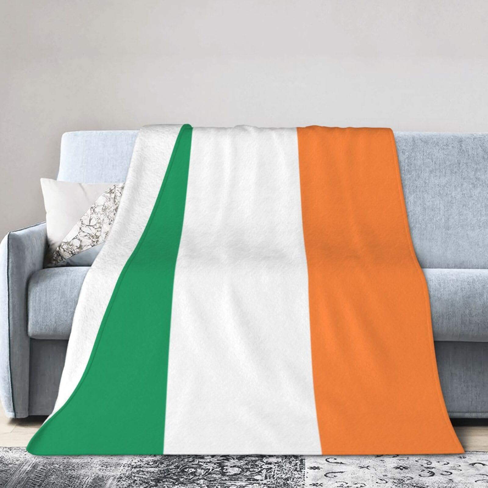 Irish Flag 40"x30" Fleece Blanket, Full Size, Super Soft, Suitable for Bed, Sofa, Camping, All Seasons