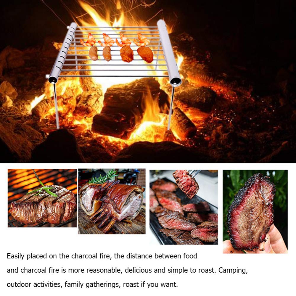 Barbecue Grill Carbone Portatile, Barbecue Grill Pieghevole in Acciaio Inox per 3-5 Persone, Utensile Barbecue BBQ Pieghevole per Cucina All'aperto, Picnic, Campeggio
