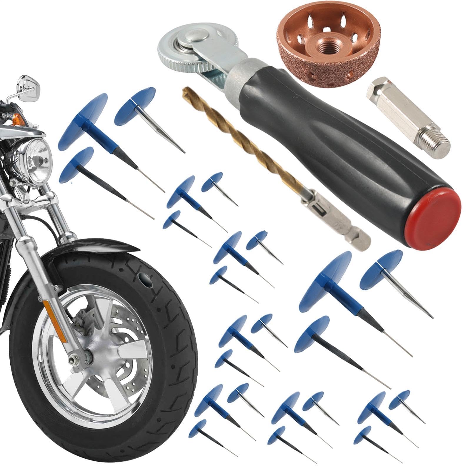 Parches de goma para reparar neumáticos Kit de Clavos de Seta con y Tapones | Multiusos Kit Universal De Reparación De Pinchazos Para Coche, Camión, Motocicleta, SUV, ATV Sin