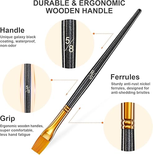 Miniatura 7 de Juego de pinceles de pintura, 20 pinceles negros y azules para pintura acrílica, pinceles de acuarela para niños, pincel de pintura de huevo de