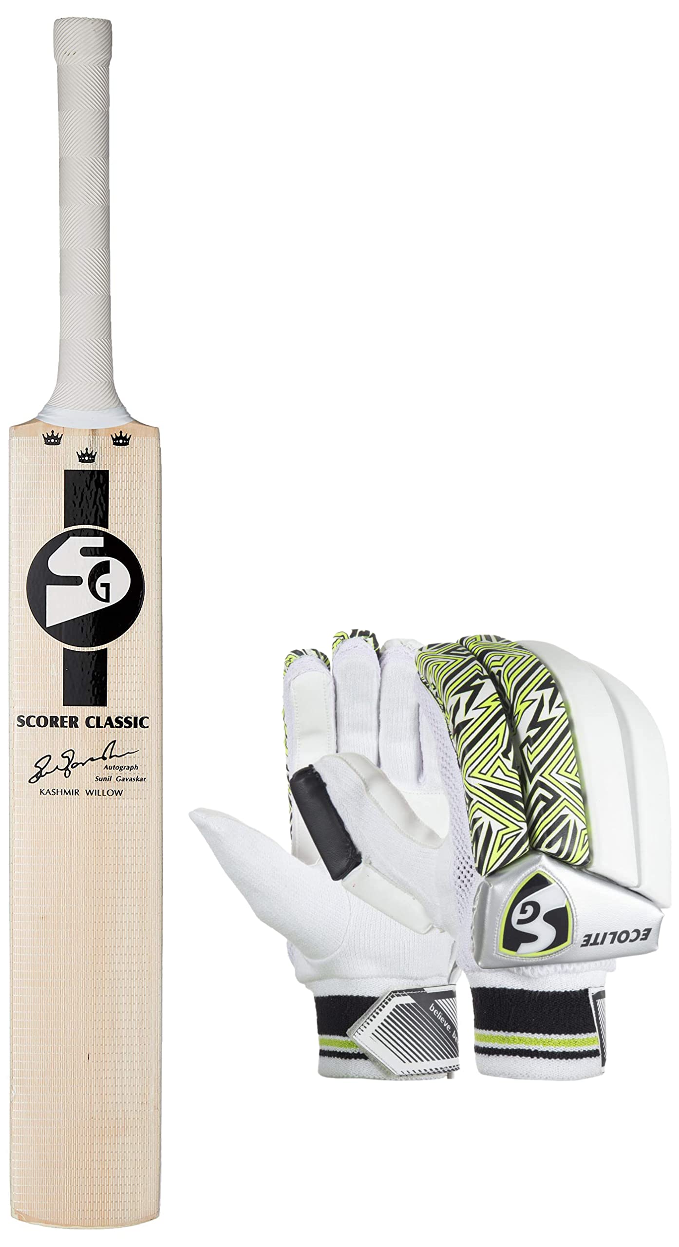 SG Scorer Classic Kashmir Willow Cricket Bat (Size: Size 6,Leather Ball) & Ecolite RH Batting Gloves, Adult (Colour May Vary) (B09SG5NC42) Amazon Price History, Amazon Price Tracker