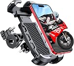 Bike Phone Mount, 360° Rotatable Motorcycle Phone Holder for ATV MTB Scooter Compatible with iPhone 16 Plus/15/14/13 Pro Max, 4.7-6.7'' Phone