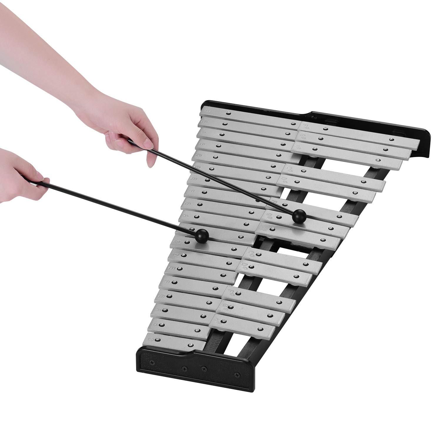 CHICIRIS 32 Note Ksylofon Aluminiowy Glockenspiel z drewnianą podstawą i torbą transportową Oznaczone Klawisze Clear Tone 2 Młotki dla Dzieci Dorośli Początkujący Szkoła Praktyka Muzyczna