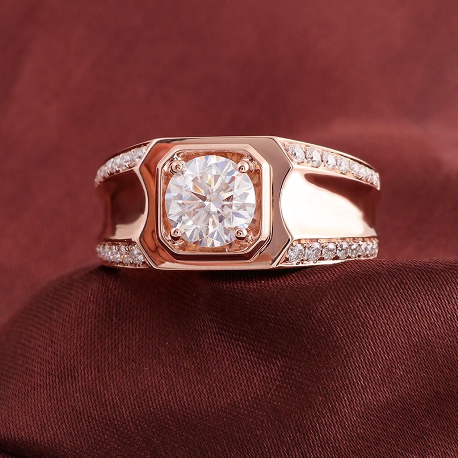 Wycian Anillos De Compromiso Anillo De Compromiso Mujer Moissanita Oro Rosa De 14 Quilates Anillo Redondo De 4 Puntas con Moissanita Tamaño 9,5 Moda Para Hermana Cumpleaños Joyas