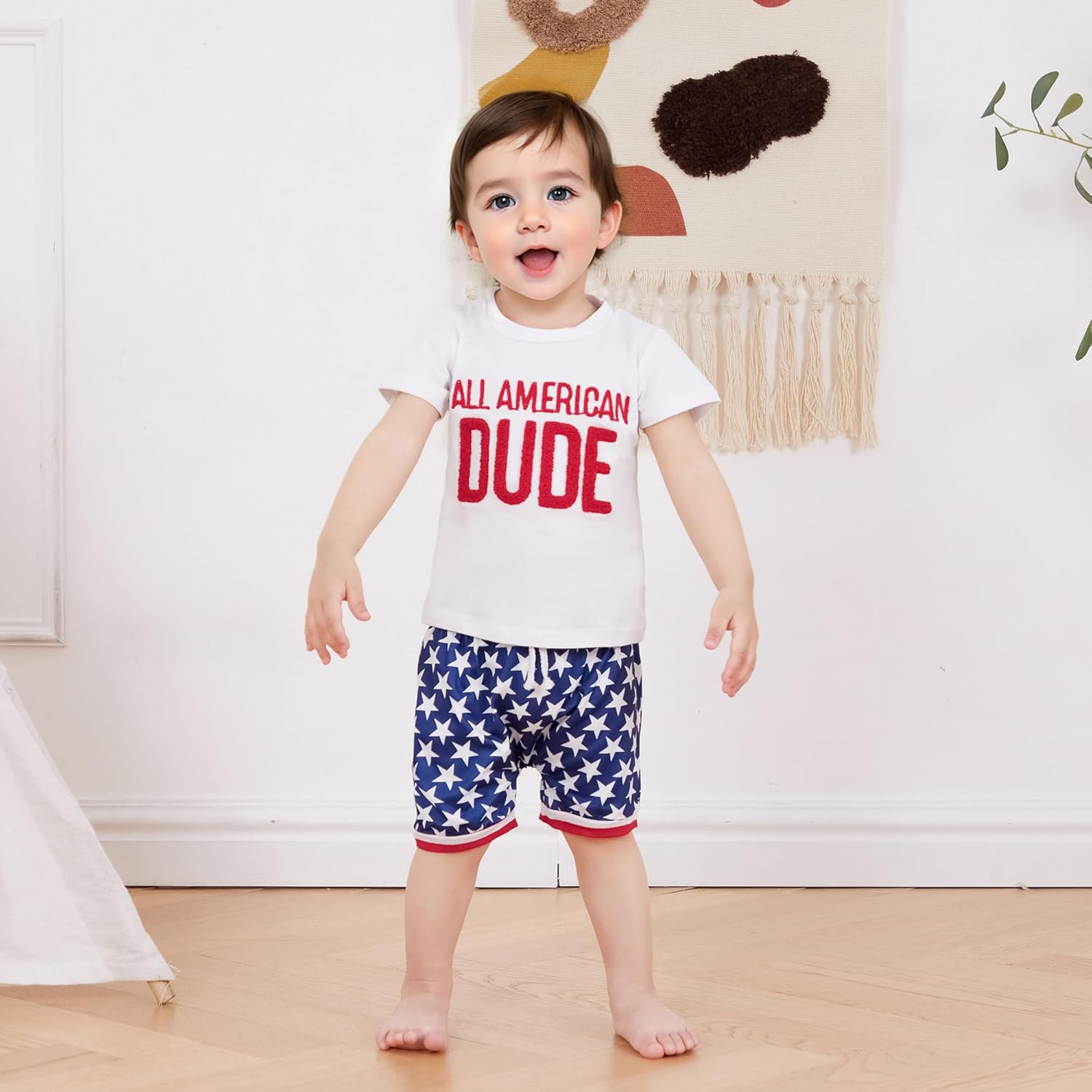 allshope Toddler Baby Boy Summer Outfit Short Sleeve T Shirt Top Casual Shorts Set Infant Newborn Clothes 6 12 18 24 Month 2T - Image 2