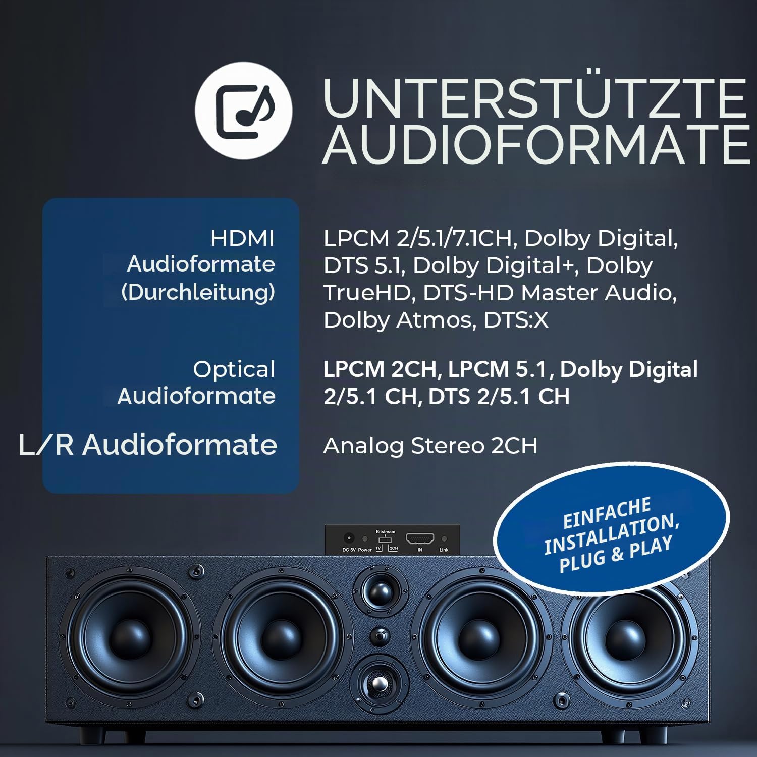 OREI 4K Audio Extractor HDMI UltraHD 4K @ 60Hz 18G HDMI 2.0 Audio Converter SPDIF + 3.5mm Ausgang HDCP 2.2 - Dolby Digital/DTS Passthrough CEC, HDR, Dolby Vision, HDR10 Unterstützung (HDA-912)