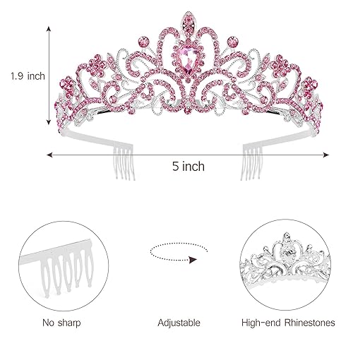 Miniatura 6 de Tiaras de cumpleaños para mujer, tiara de corona de princesa, coronas de feliz cumpleaños para mujeres, corona de cumpleaños para niñas, banda de
