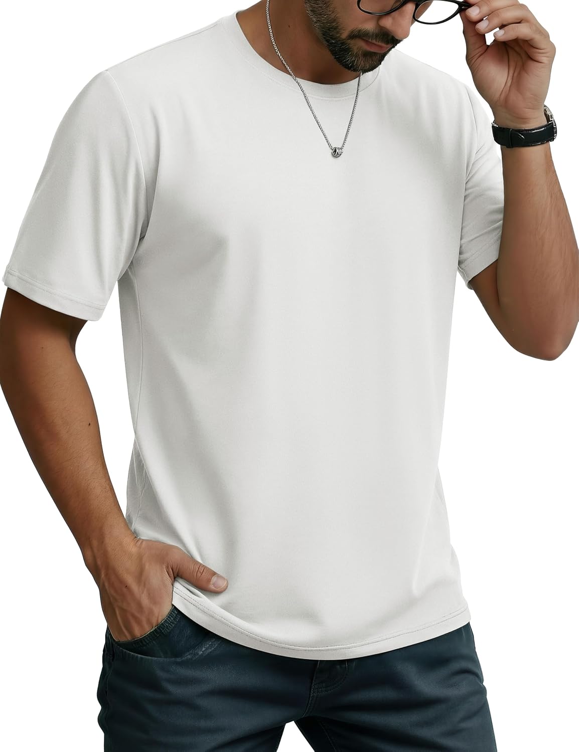 TACVASEN Men's T-Shirts Short Sleeve UPF 80+ Moisture Wicking Sun Protection Shirts Casual Crewneck Lightweight Classic Tee