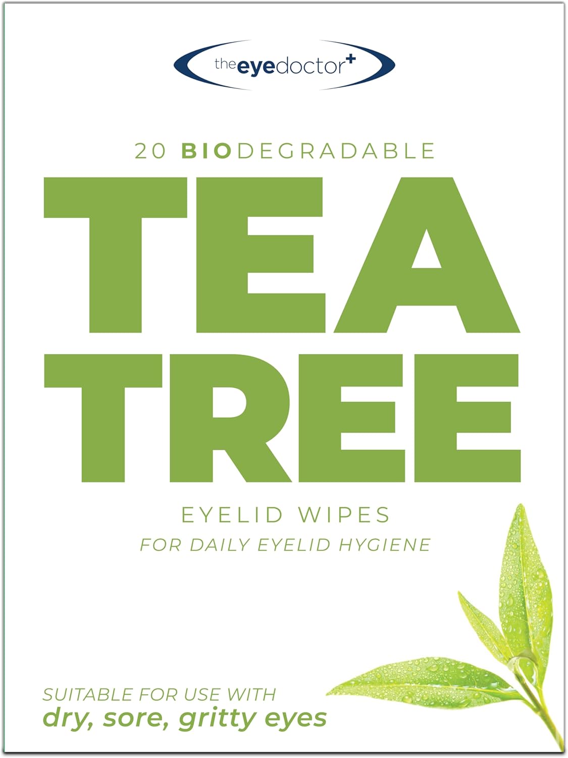The Eye Doctor Tea Tree Oil Eyelid Wipes - 20 x Single Use Eye Cleaning Wipes for Daily Lid Care - Individual Preservative Free Sensitive Eye Cleaner - Soothes Cleans and Refreshes