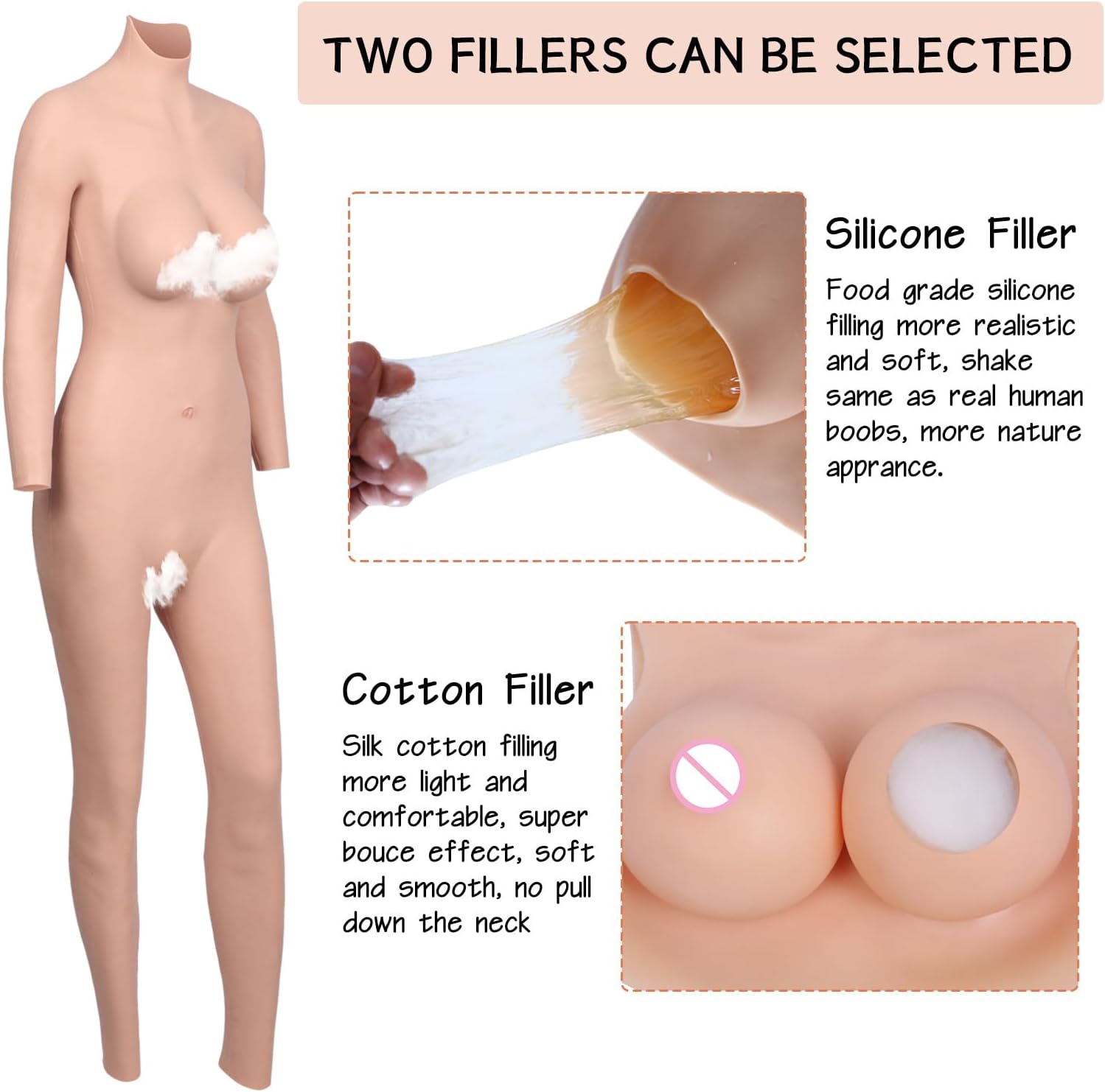 Crossdresser Realistic Silicone Body Suit Whole Body D-E Cup Silicone Bodysuit Breast Forms Breastplate for Transgender