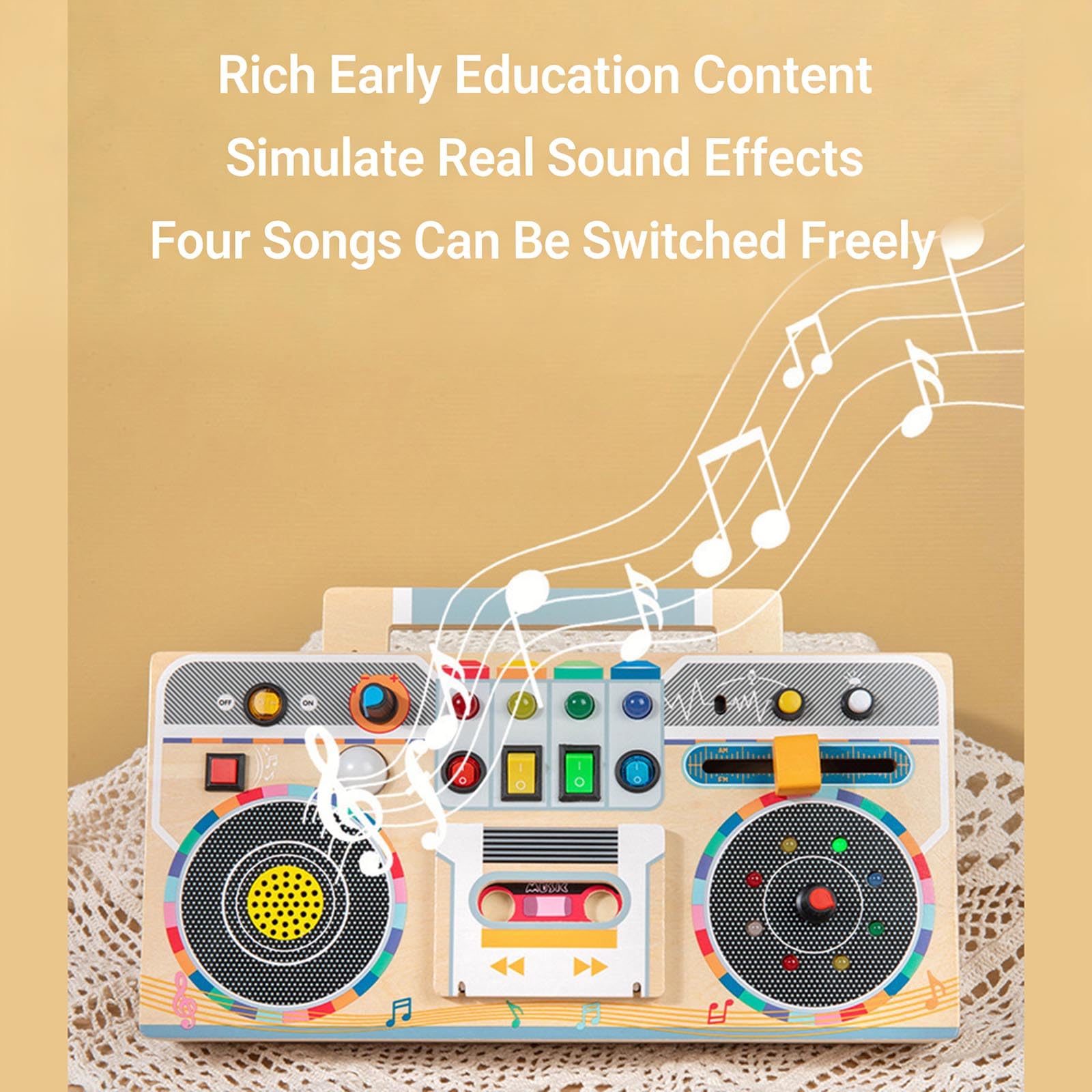 XAGMODSHN Giocattolo Educativo Apprendimento Portatile della Scheda Sensoriale Occupata per I Bambini Giocattolo Interattivo attività Viaggio con Effetti Sonori del Circuito Musicale