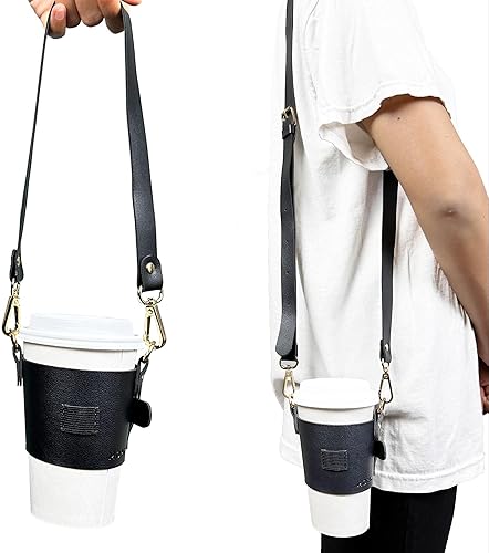 MORIK Portabebidas con correa ajustable para el hombro y correa de mano para bebidas de menos de 30 onzas, soporte para tazas de café, organizador