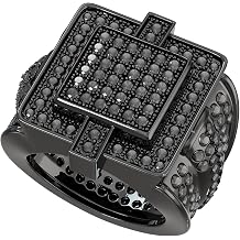 HELLOICE Iced Out Square Ring for Men 5A+ CZ Hip Hop Rapper Double-layer Ring Trendy Statement Jewelry for Graduation Valentine's Party Daily Wear Ideal Gift