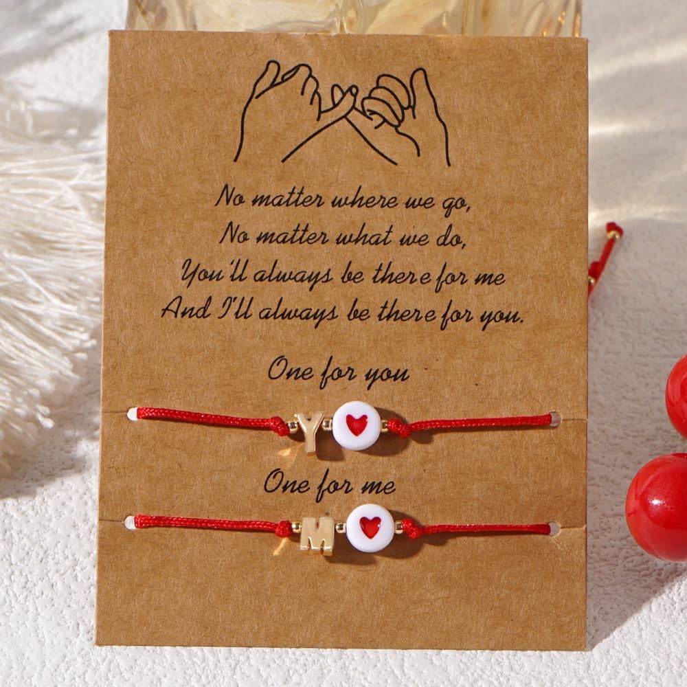 Heart Initial Letters Y M Bracelets for Women Men Handmade Heart Charm Couples Ankle Bracelets for her,Adjustable Minimalist Friendship Mother Day Birthday Jewelry Gift Friendship - Image 5