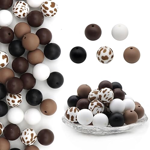 David accessories Cuentas de silicona de 0.59 pulgadas (0.591 in), cuentas redondas de silicona a granel para llavero, bolígrafos, cordones,