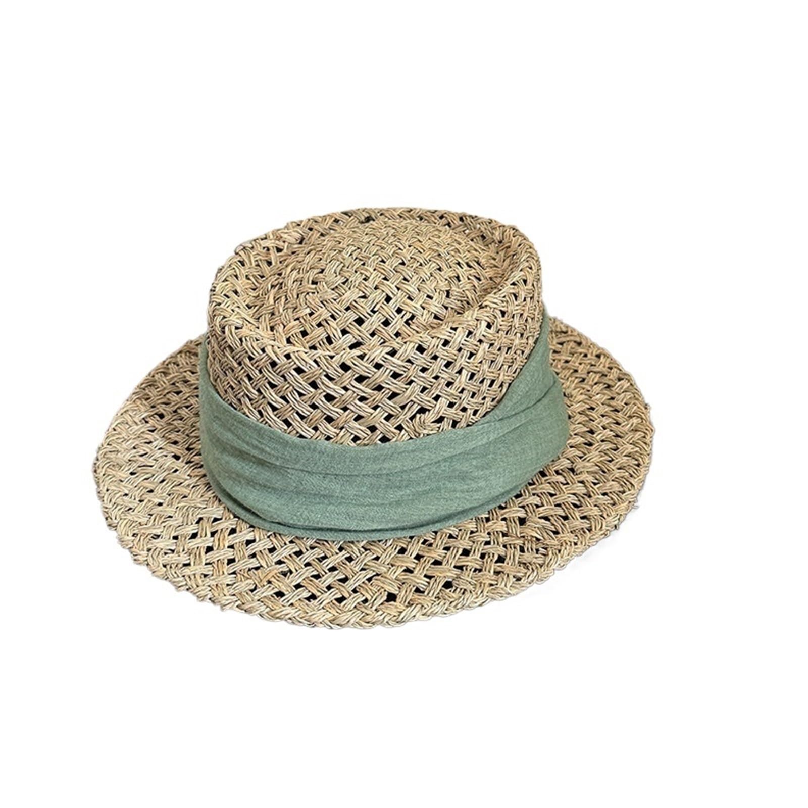 Sombrero de Paja for Mujer, Tejido Hecho a Mano, Verano, Sol, Transpirable, ala Ancha, Playa, Gorra Viaje Informal para Viajes y Vacaciones