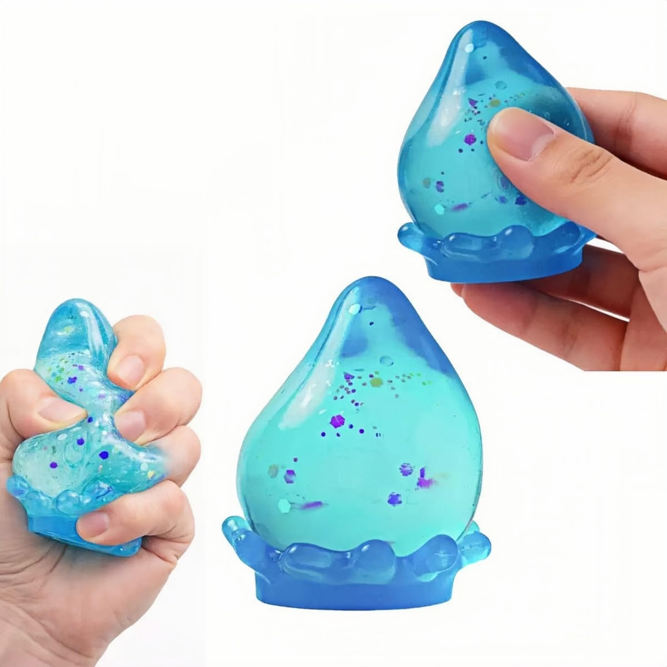 Water Drop Squeeze Toy, TPR Stress Relief Ball for Office Adults, Sensory Fidget Toy for Anxiety Relaxation (Blue)