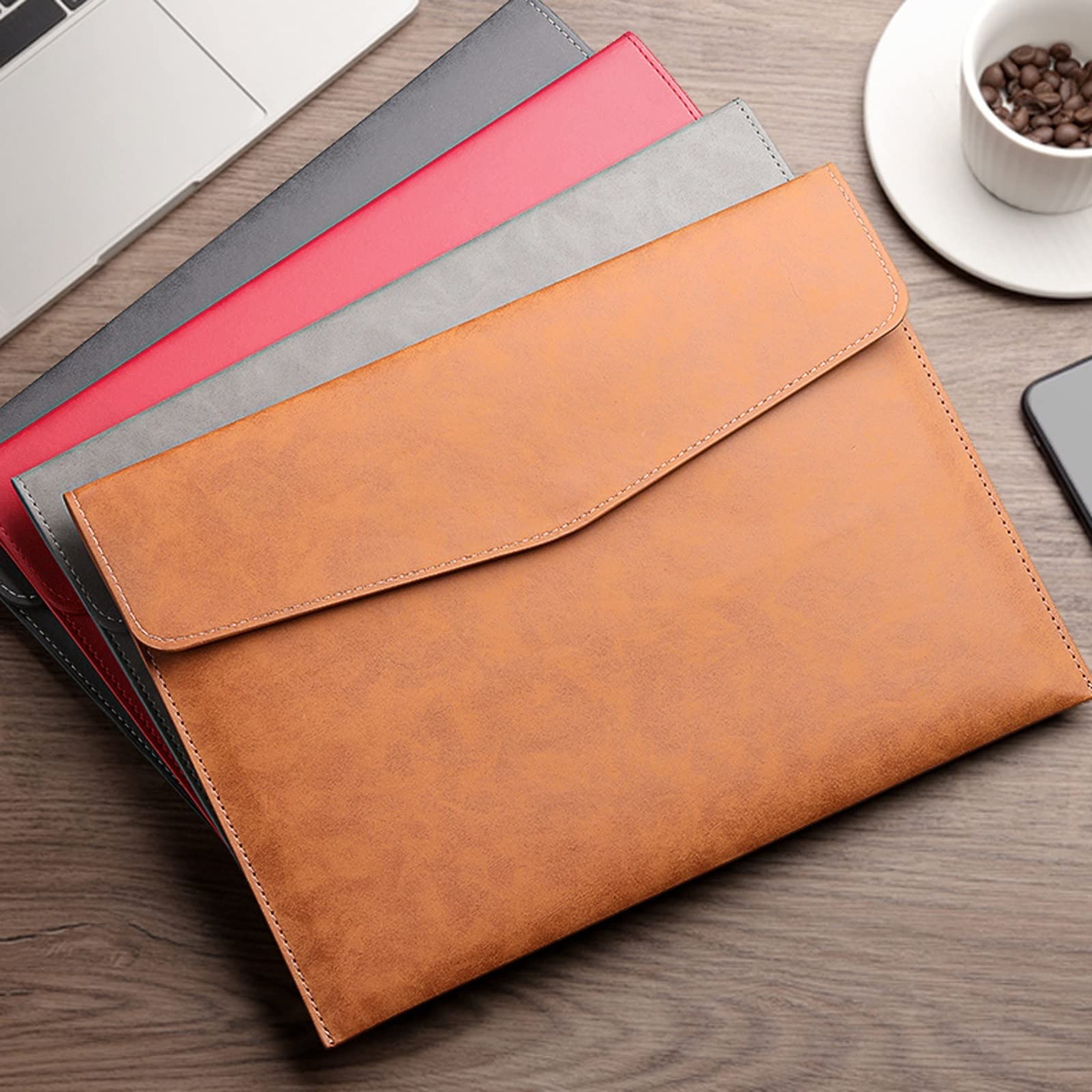 Clasificadores Carpeta de archivos de papel A4, 10 Uds., bolsa de documentos de cuero, botón de presión grueso, organizador de facturas de contrato, carpeta de gran capacidad Premium Carpeta acordeón(