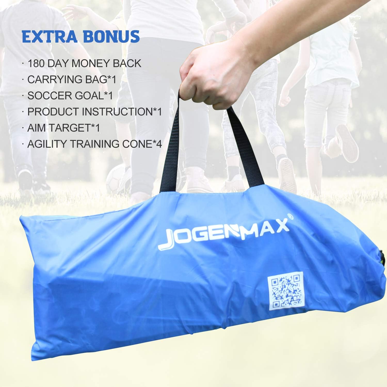 JOGENMAX Portable Soccer Goal, Pop-Up Soccer Goal Net with Aim Target, 1PCS, with Agility Training Cones, Indoor or Outdoor Soccer Goal Gift for Teen Boy Kids Adults Size 6‘X3’X3‘ (Upgraded) : Sports & Outdoors