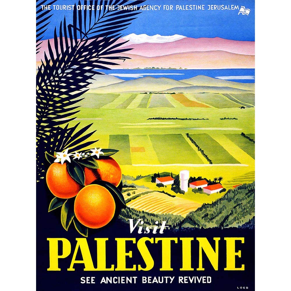 Wee Blue Coo Travel Visit Palestine Jerusalem Orange Israel Vintage Art Print Poster Wall Decor 12X16 Inch