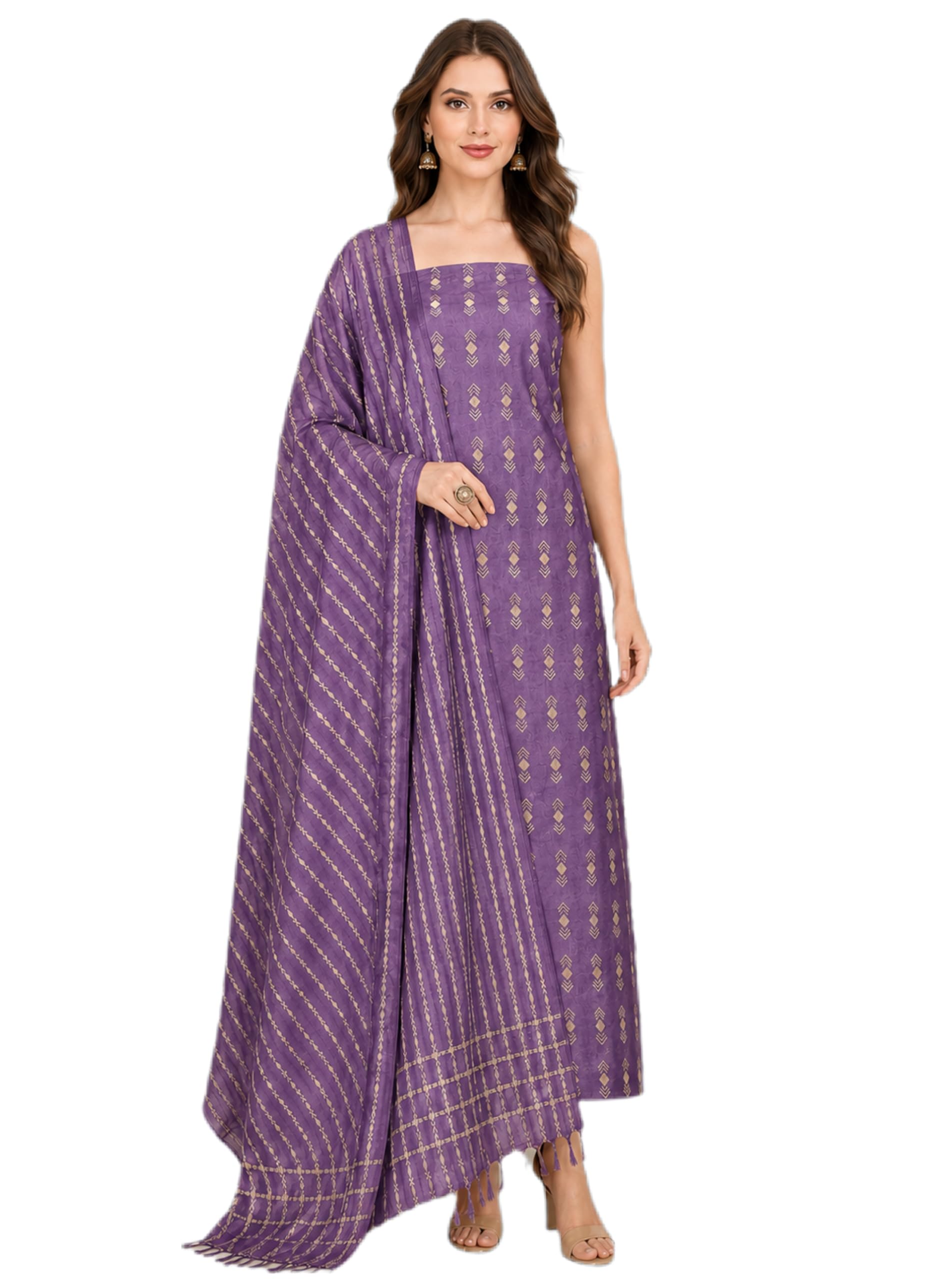 | Women's Bhagalpuri Handloom Soft Katan Silk Weaving Dress Material | Top And Dupatta Handloom Woven | Unstitched Free Size | Size- 2.5m Each-image-35
