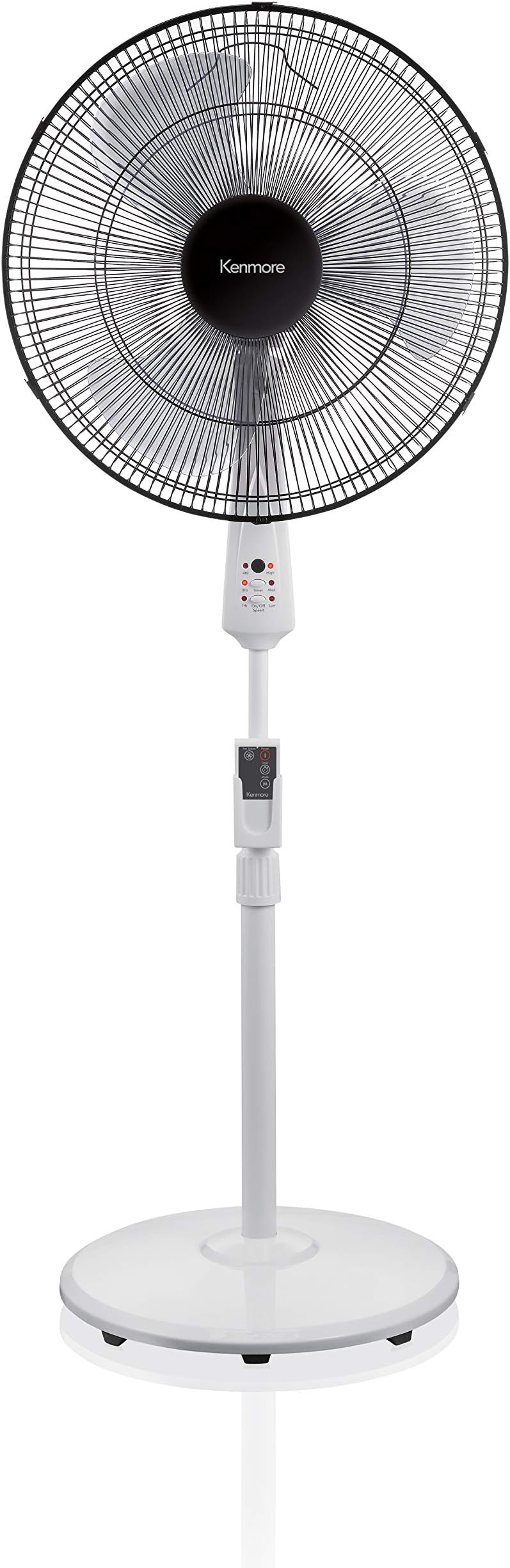 Kenmore 35182 18" Oscillating Stand Fan with Remote, Black & White