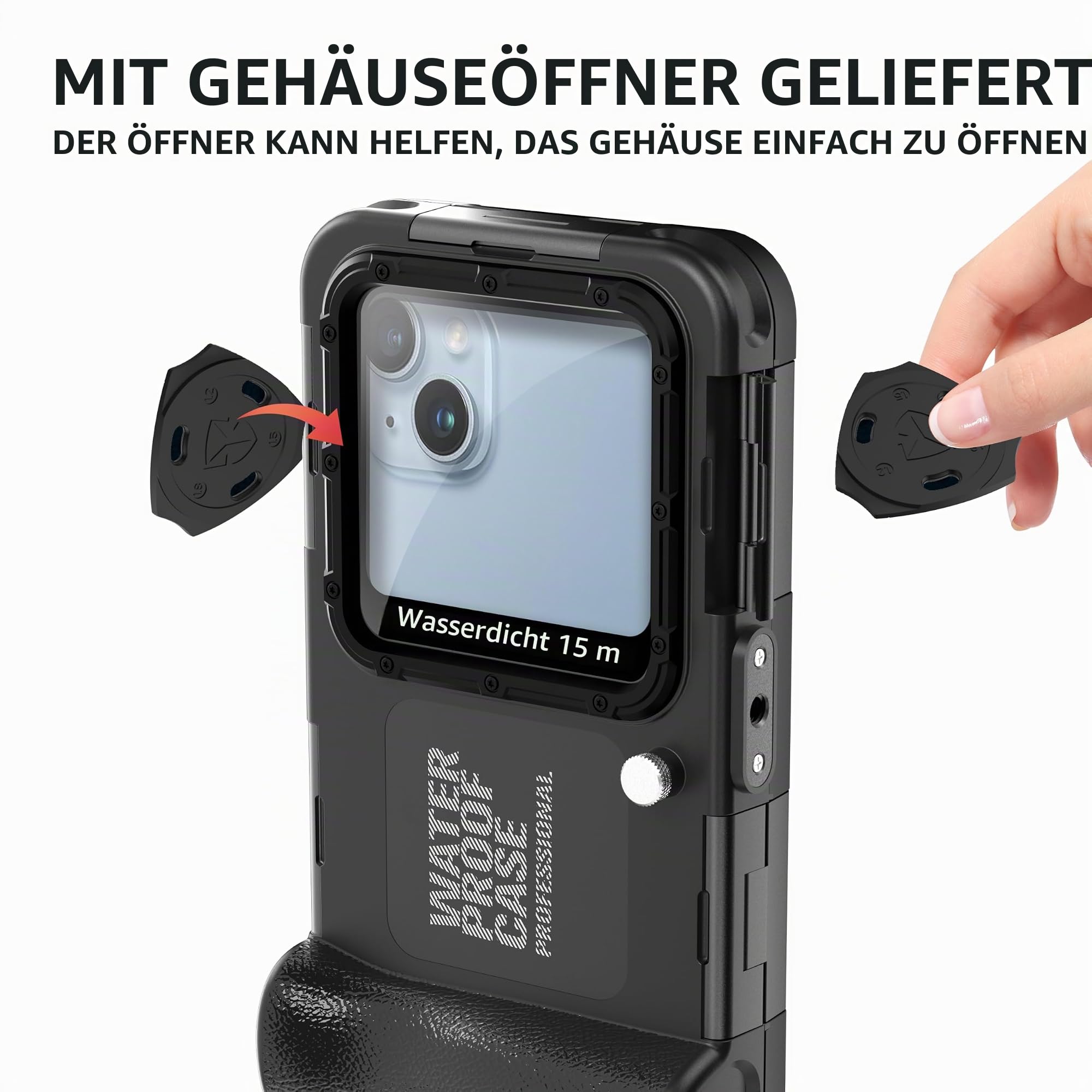 Hllhunkhe Unterwasser Handyhülle IP68 15m/50ft wasserdichte Handyhülle für iPhone 17 16 15 14 13 12 11 Pro Max/XS/X, Professionelle Tauchen Schwimmen Foto & Video, Outdoor-Schwimmen,Schwarz