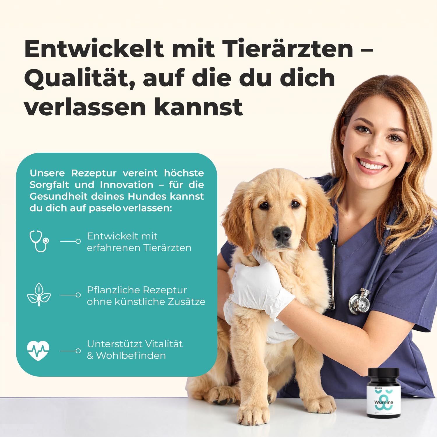 Probiotika Pulver für Hunde – paselo® Darmflora+ unterstützt Verdauung – 2 Stämme Probiotika & Präbiotika – ideal bei Sodbrennen beim Hund, weichem KOT oder Grasfressen