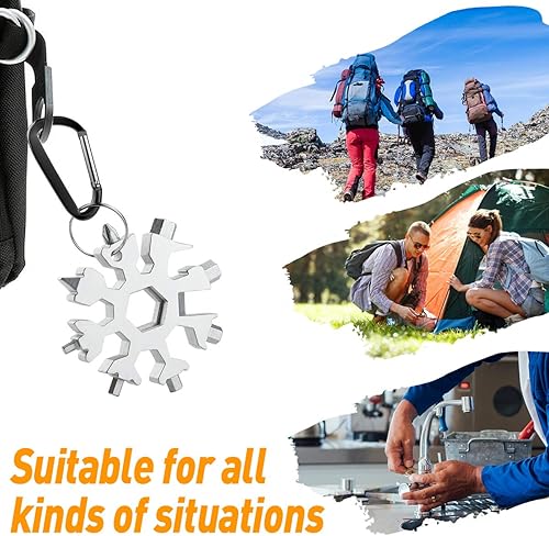 Miniatura 6 de Regalos de calcetines para hombres, multiherramienta 18 en 1 de copo de nieve, regalos para hombres para Navidad, regalos de aniversario de