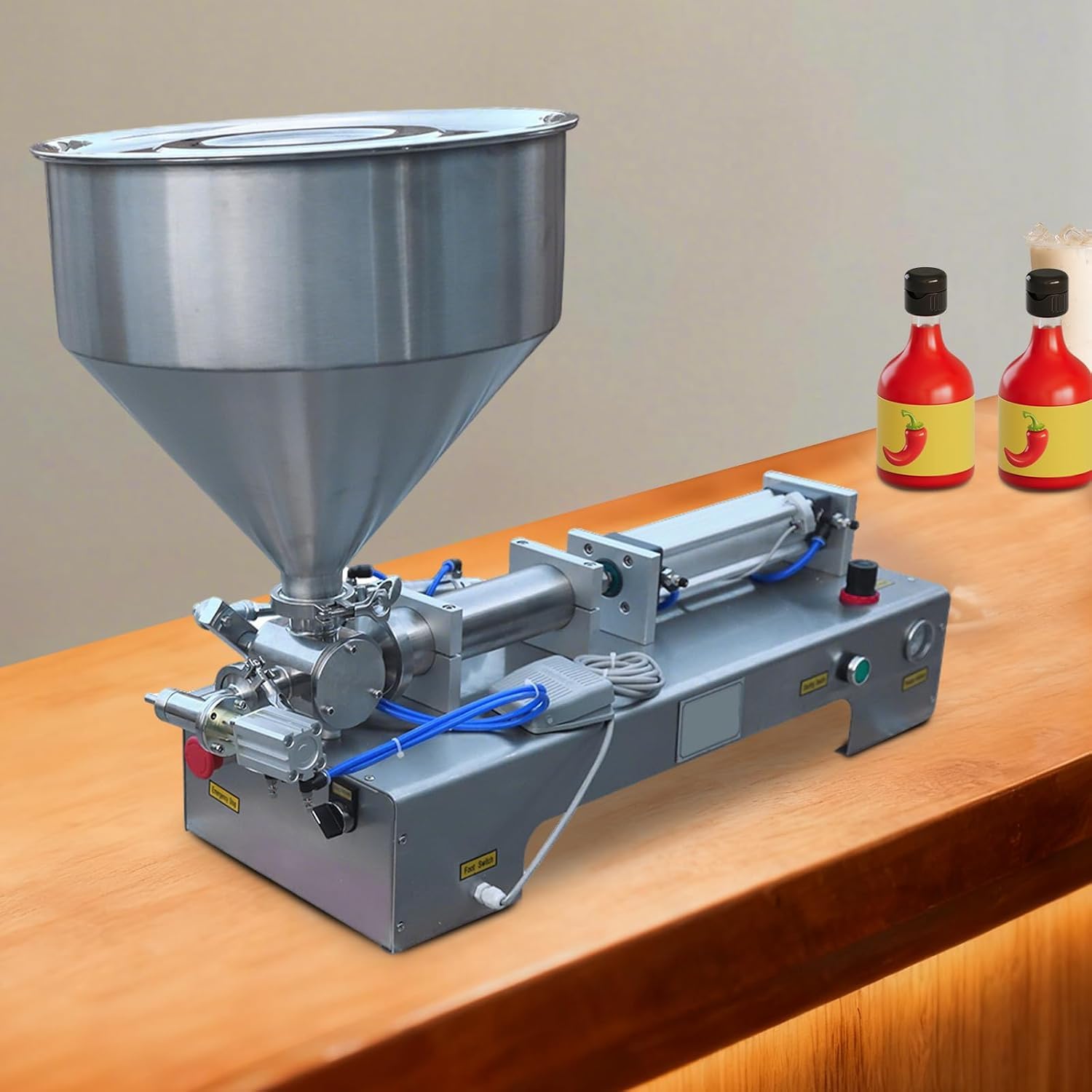 Máquina De Llenado Neumático De Pasta Líquida, Llenador Automático Horizontal De Un Solo Cabezal De 100-1000 Ml Con Pedal/automático, Máquina De Llenado De Líquidos De Acero Inoxidable, Adecuada