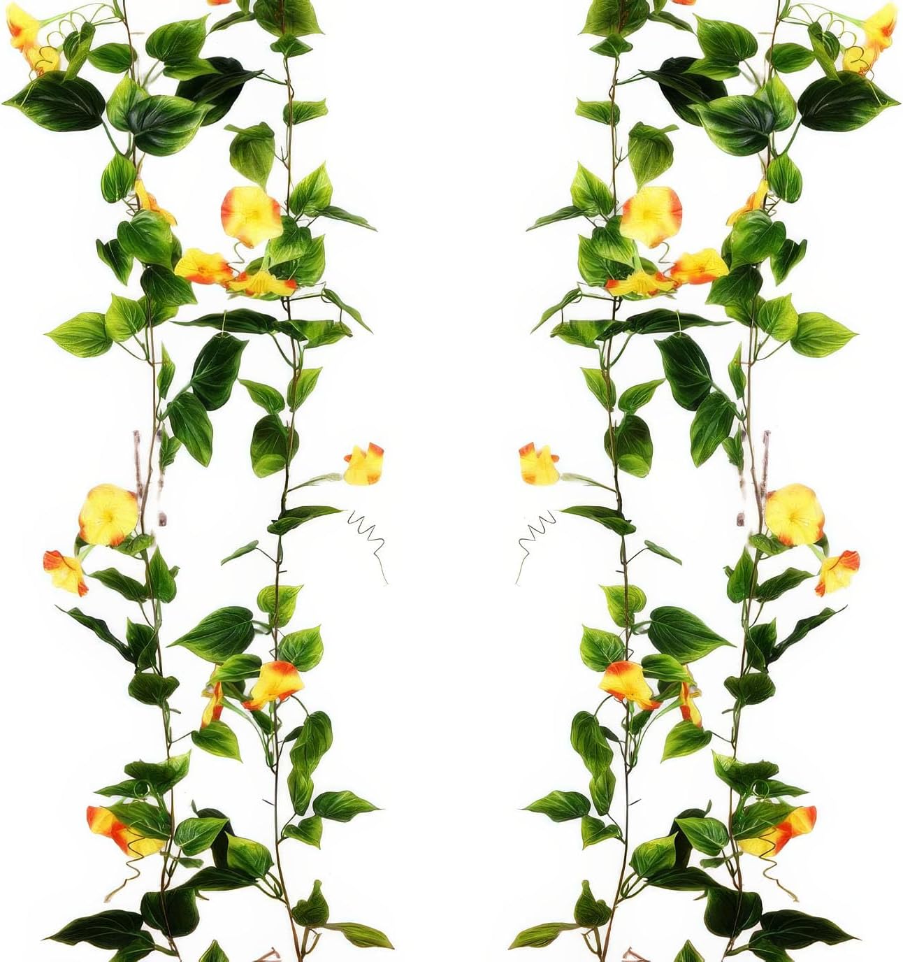 LGEGE Artificial Morning Glory Vines 2-Pack - 90 Inch Fake Hanging Plants for Wall Fence Decor, Greenery Garland for Wedding Party Home Decoration