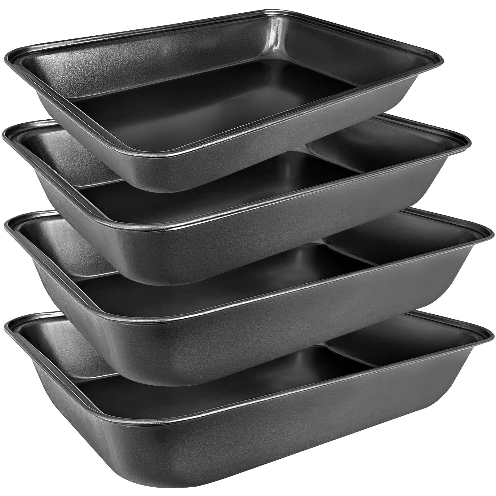 Abaigeal Set of 4 Baking Trays, Non Stick Oven Baking Tray, Rectangle Heavy Duty Carbon Steel Oven Tray, PFOA Free Roasting Tin Pans for Baking Food, Dishwasher Safe