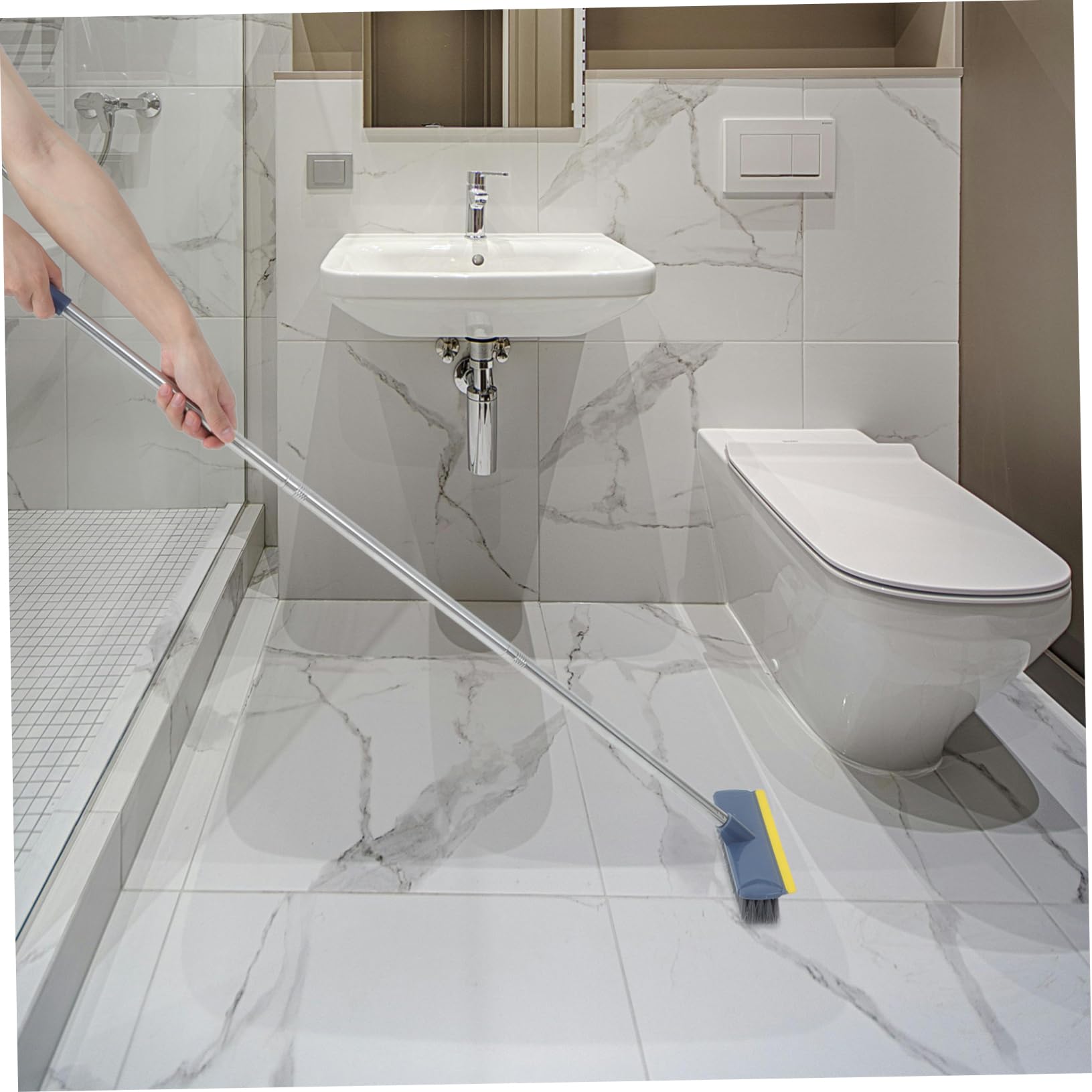 CHILDWEET Floor Cleaning Brush Stiff Bristle Broom Cleaning Scrubbing Brush Grout Cleaner for Tile Floors Outdoor Push Broom Floor Scrubber Brush Push Sweeper Broom Bathroom Broom Silicone