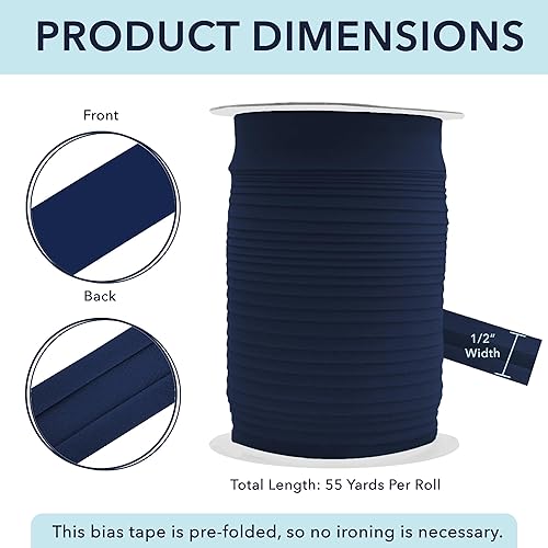 Miniatura 111 de Mandala Crafts Cinta al bies de un solo pliegue de 5/8 pulgadas para coser, acolchar, tuberías, dobladillo, manta y encuadernación de colcha, cinta