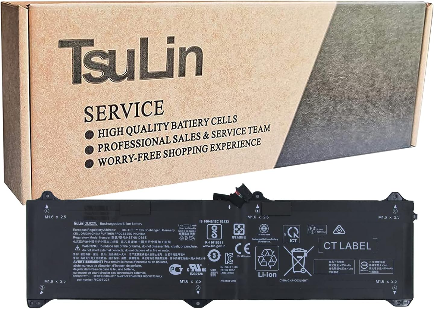 OL02XL Laptop Battery Compatible with HP Elite x2 1011 G1 Series 0L02XL HSTNN-DB5Z 750334-2B1 750549-001 750334-2C1 750549-005 750549-006 OL02033XL OLO2XL 7.4V 33Wh 4250mAh