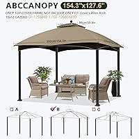 Vista 5 de ABCCANOPY Riplock Toldo Superior de Repuesto para Cenador para Lowe's Allen Roth #GF-12S004B-1, Caqui