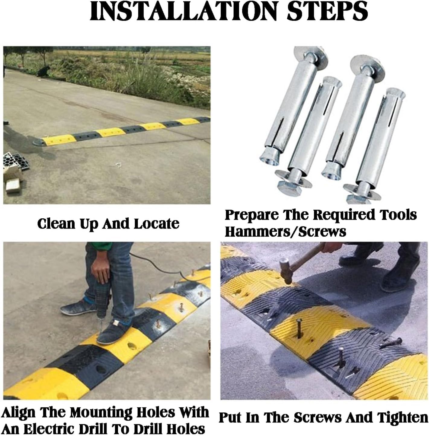 Reductores De Velocidad De Goma (Paquete De 2) - Kit De Rampas De Tráfico Resistentes para Asfalto Y Hormigón - Solución Duradera De Seguridad Vial para 48.8x38x4.7CM