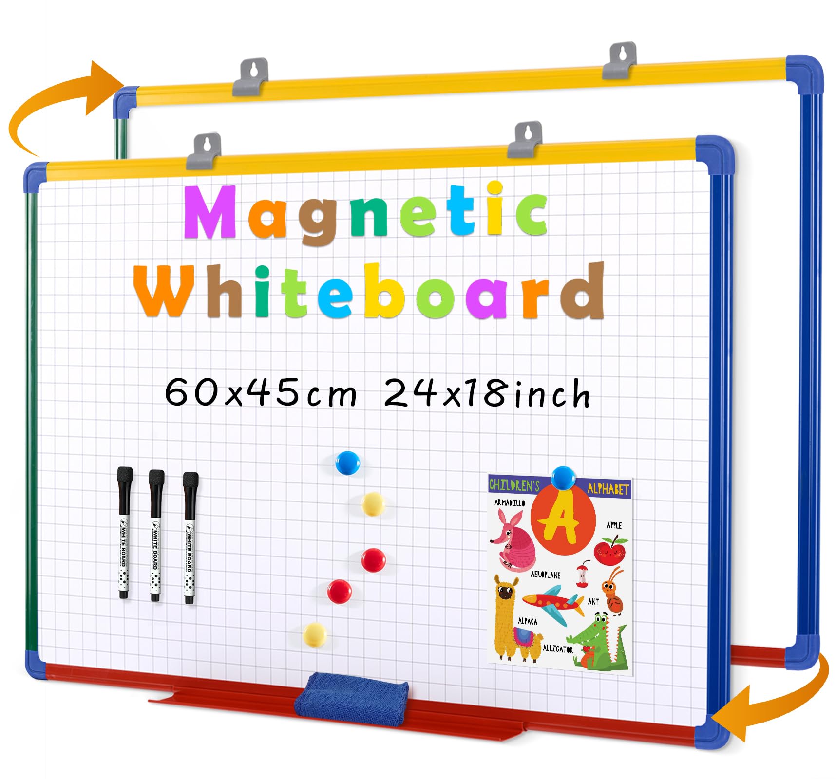 Swansea Pizarra blanca magnética de doble cara para niños (doble cara, A2 (60 x 45 cm)