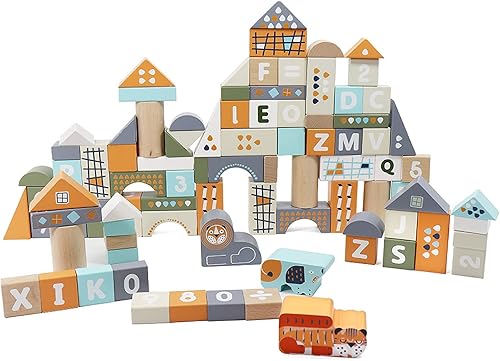 LEO & FRIENDS Bloques de conteo y hechizo - Juego de 101 piezas para niños pequeños, bloques ABC, bloques matemáticos y bloques de conteo, juego de