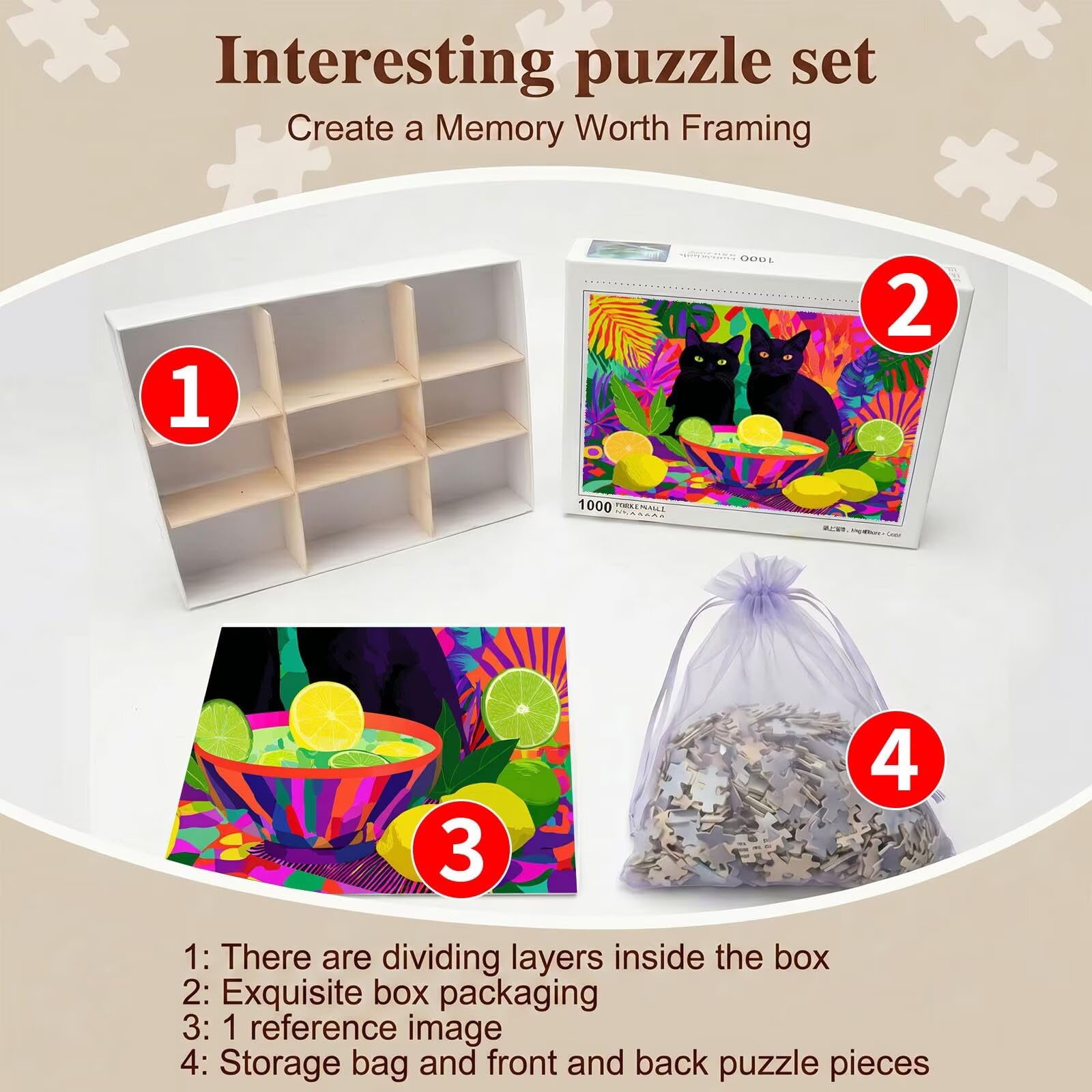 gatto fumetti Puzzle 5000 Pezzi per Adulti, Puzzle in Legno - Collezione Classica con Poster Incluso -Sfida di Concentrazione e Passatempo Antistress, Gioco Educativo per Famiglia, 156 x 105 cm f0-714
