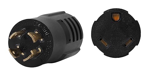 ONETAK NEMA L14-30P a TT-30R - Cerradura giratoria compacta de 120 V240 V a 120 V, 30 amperios, enchufe macho de 4 clavijas a receptáculo hembra de