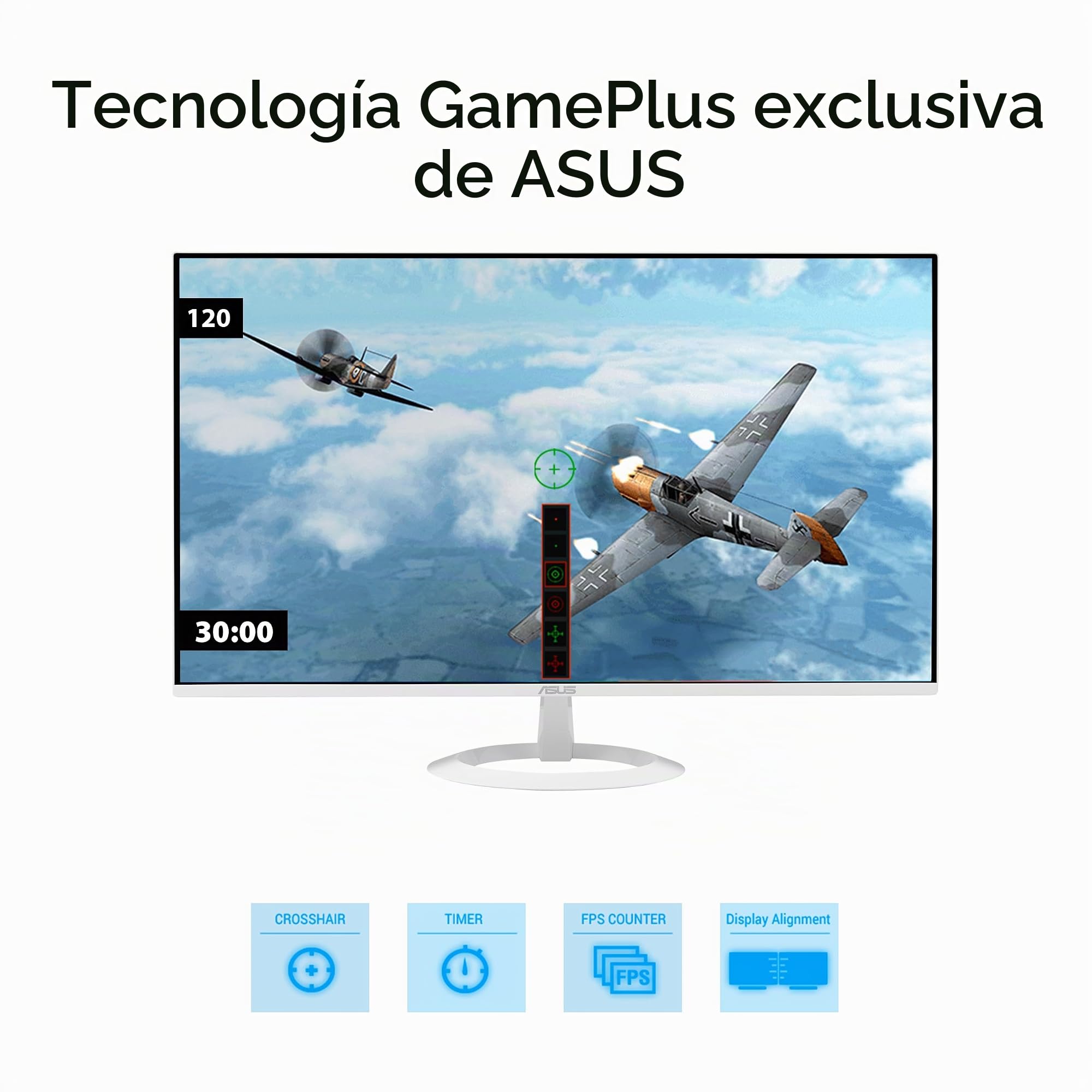 ASUS VZ279HG-W - Monitor Eye Care Gaming de 27", Full HD (1920 x 1080), IPS, 99% sRGB, sin Marco, 120 Hz, 1 ms, Adaptive-Sync, Eye Care Plus, Filtro de luz Azul, sin parpadeos, montable en Pared